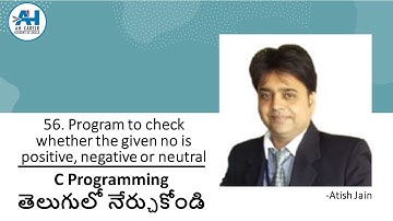56. Find the given number is positive, negative or neutral | C Programming in Telugu