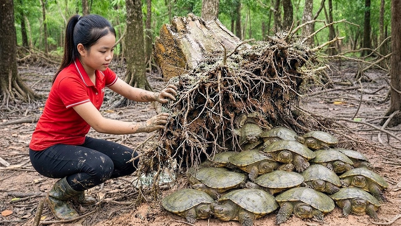 Capturei Muitas Tartarugas Selvagens Gigantes e Levei ao Mercado – Vida nas Montanhas da Floresta