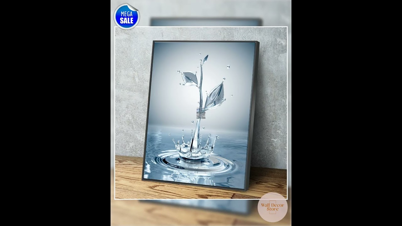 Blue Leaf Splash Portrait Bathroom Wall Art | Bathroom Wall Decor | Bathroom Canvas Art Prints | ...