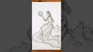 Pencil Sketch| easy girl drawing #shorts