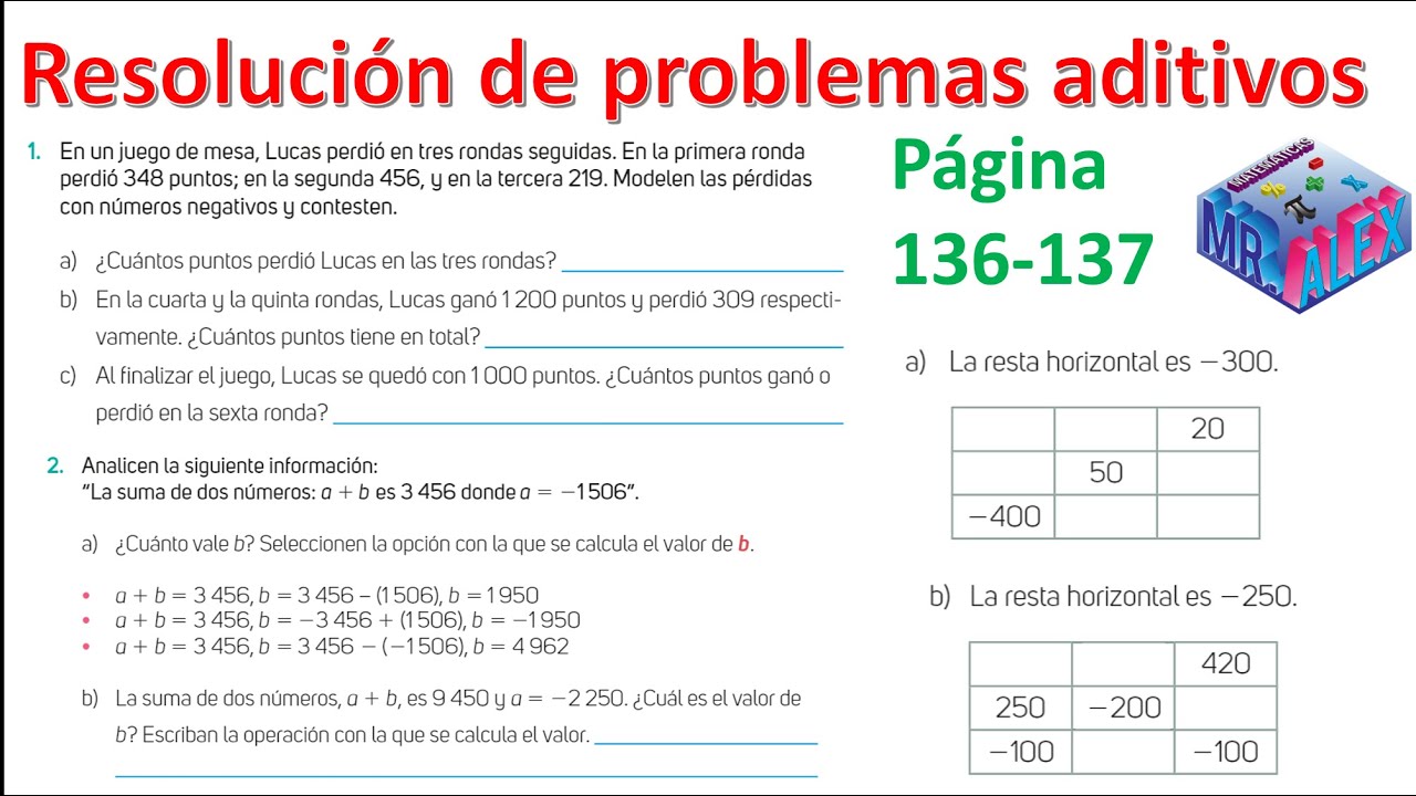 Resolución de problemas aditivos página 136 y 137 - YouTube