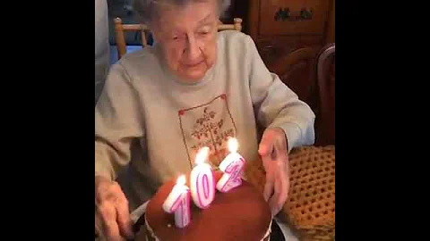 102 Year Old Granny Blows Out Her Teeth - while celebrating her birthday!