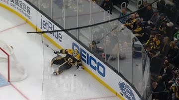 Linus Ullmark Loses An Edge Trying To Play The Puck