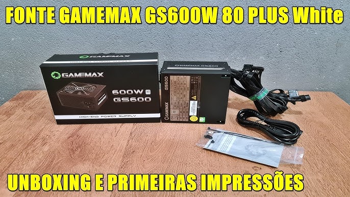 Fonte Gamemax GS600, 600W, 80 Plus White, PFC Ativo