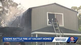 Kansas City fire crews battle fire that spread to second home, threatened third
Kansas City fire crews battle fire that spread to second home, threatened third Kansas City fire crews battle fire that spread to second home, threatened third