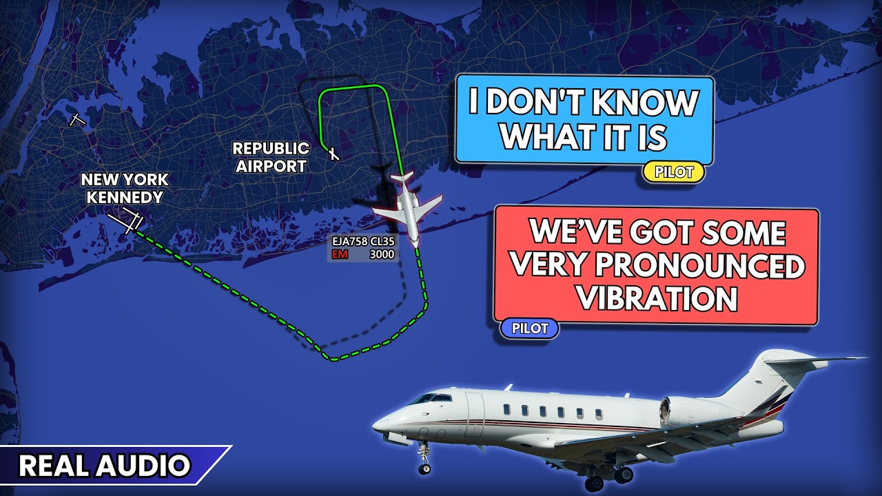 Pilot reports very pronounced, unknown vibration after takeoff and diverts to JFK. Real ATC