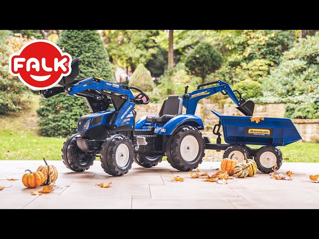 Tractopelle enfant new holland t8 3 à 7 ans falk + pack 4 bandes