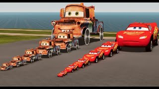 Big & Small Monster Truck Tow Mater vs Big & Small Monster Truck Mcqueen vs DOWN OF DEATH in BeamNG