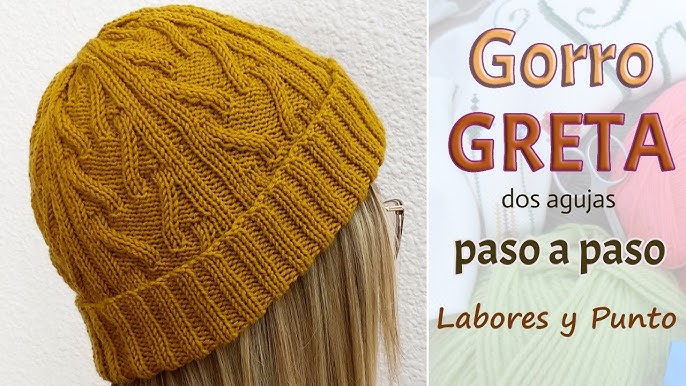 Gorro clásico doble tejidos a mano color amarillo oro