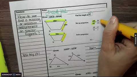 Pre Alg 9 2 Video Lesson-- Similar Figures & Finding unknown measurements