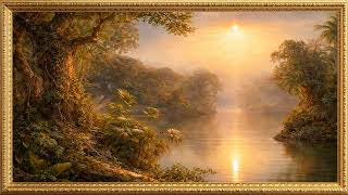 Jungle River Glow | Vintage Gold Frame | 4K TV Art Screensaver screenshot 3
