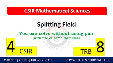 Tricks and formulae for Splitting field| TRB PG| TRB POLY| CSIR NET|GATE