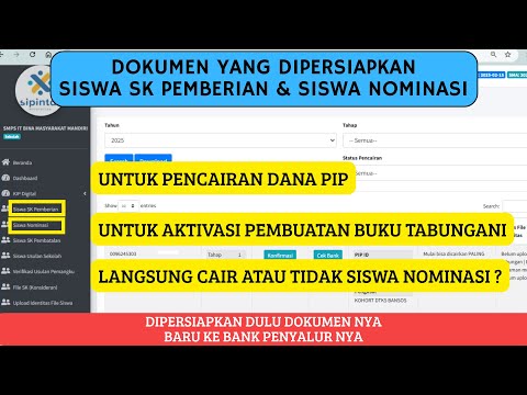 PENCAIRAN DANA PIP DAN AKTIVASI SISWA NOMINASI
