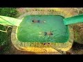 How I Build Two Water Slide On Tree House To Beautiful Underground Swimming Pool