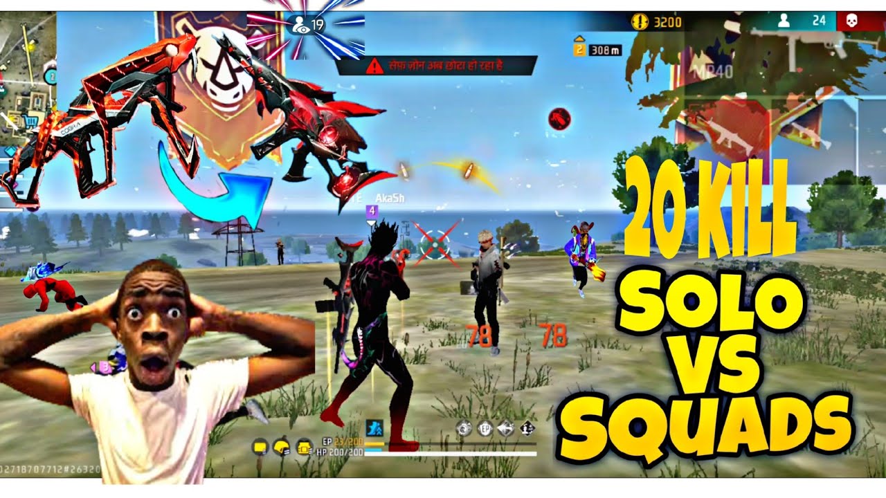 Free Fire 20+ Kills SOLO VS SQUAD ⚡ Free Fire Rush Gameplay ...