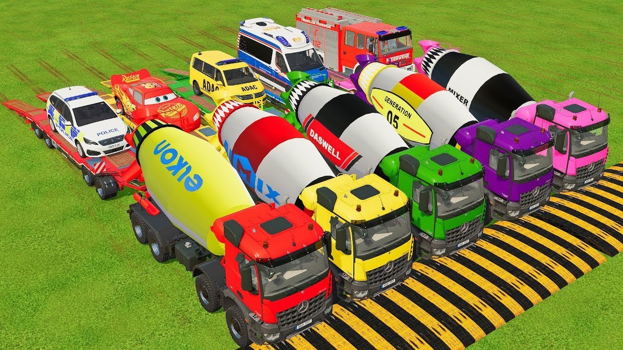 VOLKSWAGEN, FORD, DACIA POLICE CARS & MERCEDES FIRE TRUCK VEHICLES TRANSPORTING ! FS22 #54