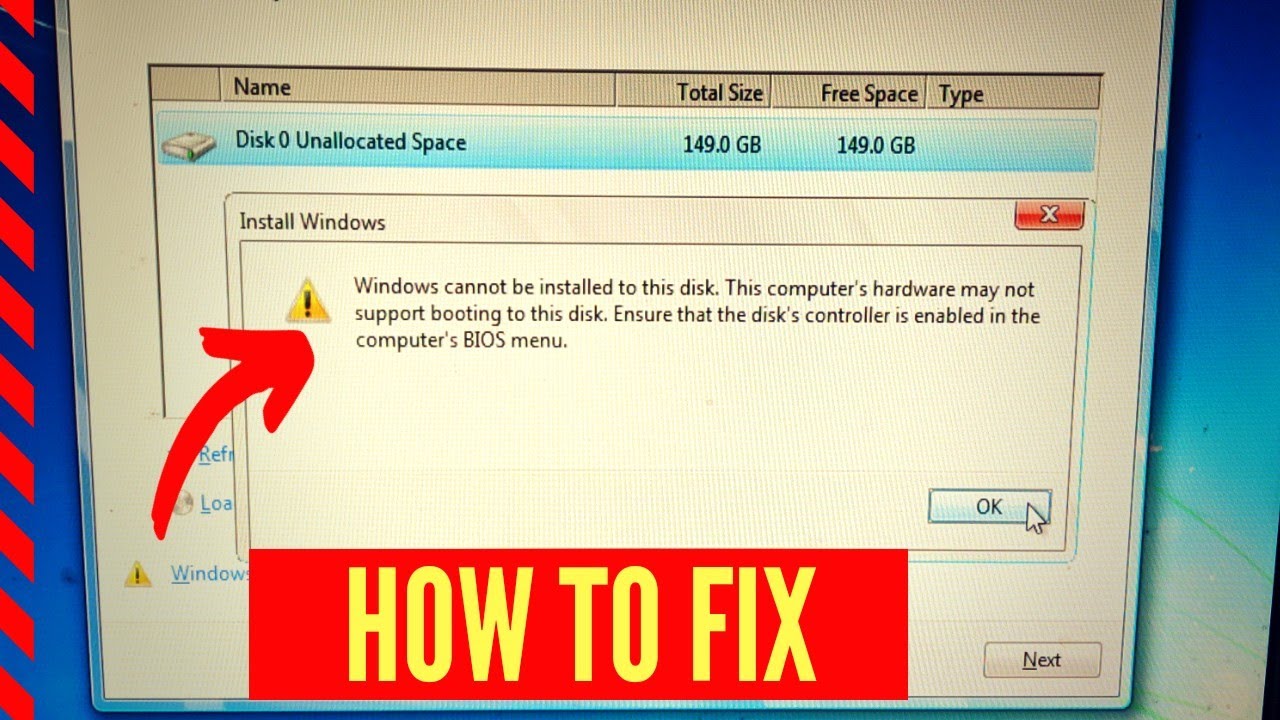 Windows Cannot Be Installed To This Disk This Computer Hardware May Not Support Booting To This Disk