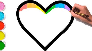 Rainbow Heart Glitter Coloring For Kids | Learn Shapes, Colors For Toddlers