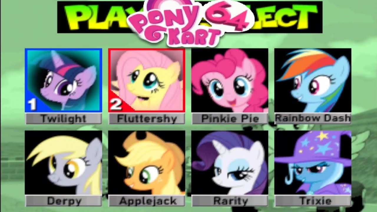 Pony Kart 64 (2 Player) - Pony Motor MAYHEM! 🦄 - Twilight & Fluttershy - Mario Kart 64 HACK - Mods