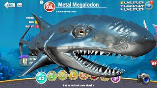 Hungry Shark World  All Sharks Unlocked  Metal Megalodon New Shark Coming Soon Update Gameplay