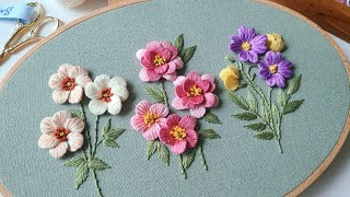 프랑스자수 l 여름날의 입체꽃자수 Threedimensional flower embroidery on a summer day