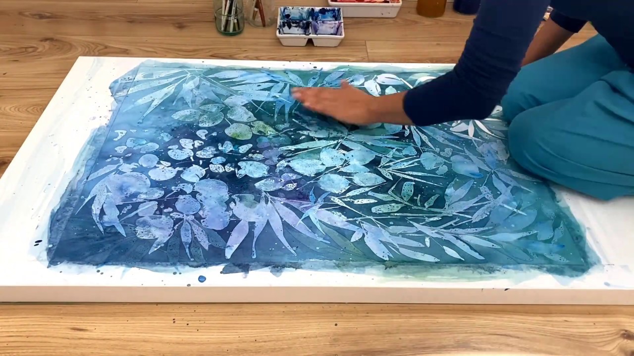 Modern Botanical Scene: Layering with watercolours and masking fluid