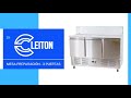 Vídeo: Mesa Fría de Preparación de 3 Puertas de 136x70 cm para 8 Cubetas GN 1/6 con Encimera de Mármol y Cúpula de Cristal ®Cleiton