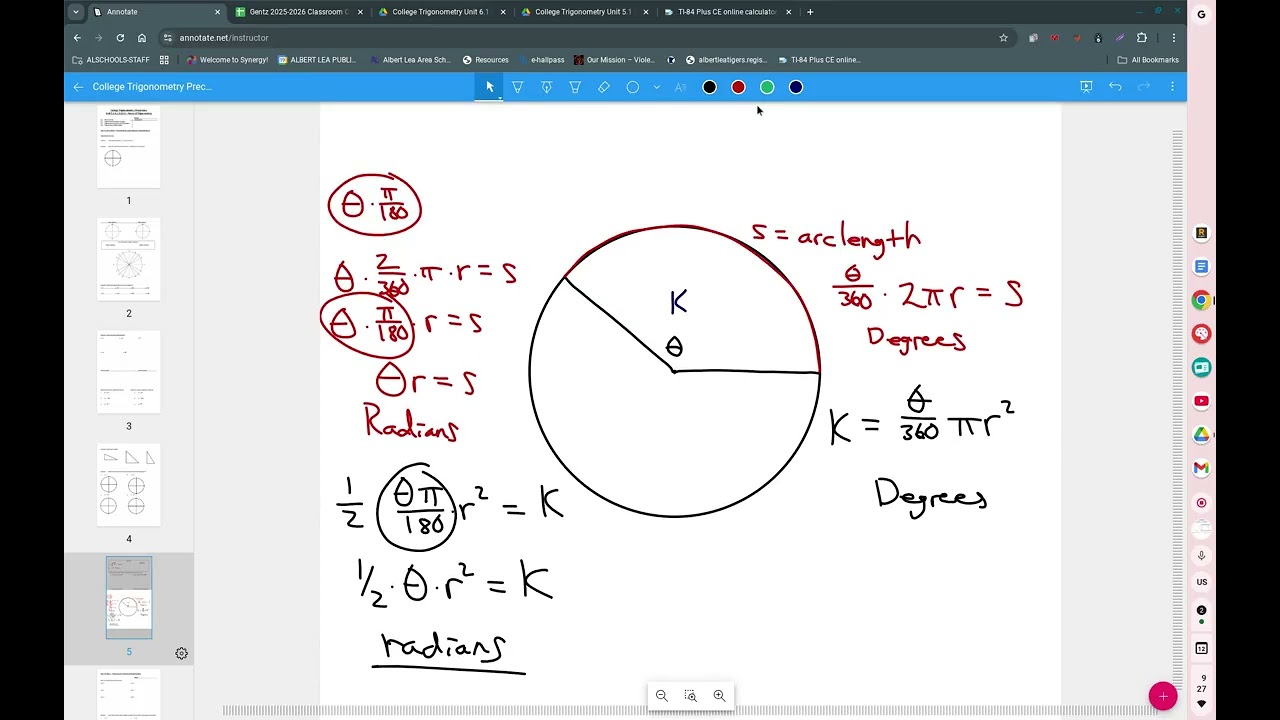 College Trigonometry Unit 6.1 Notes Arc Length and Sector Area 2026