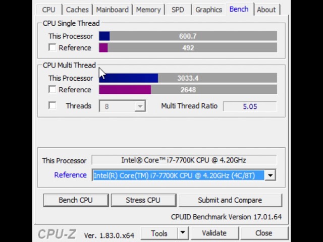 i7 7700k 5.1GHZ CPU-Z 600/3033 - YouTube
