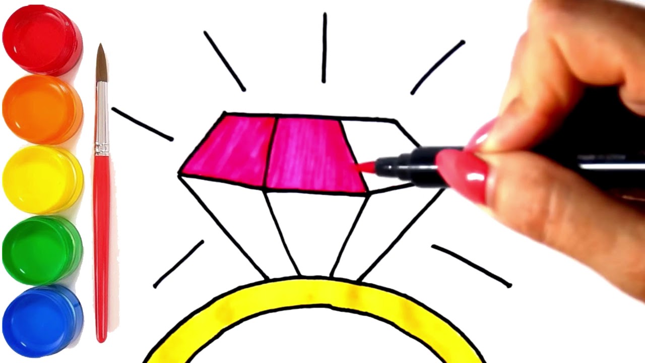 Download How To Draw And Color Ring Diamond For Kids | Drawing ...