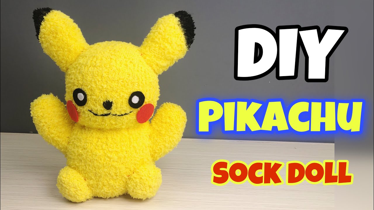 Diy Pikachu Sock Plushie Cute Pokemon Tutorial 靴下でピカチュウぬいぐるみの作り方 Youtube