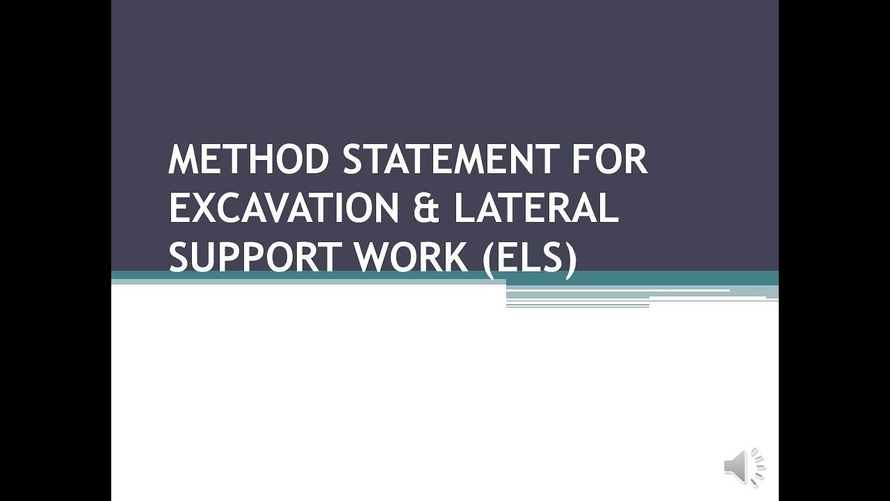 Method statement for excavation lateral support work els youtube