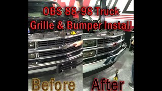 OBS Chevy Truck Bumper and Grille Install - ICT Billet Black Grill And Bumper For My 98 Silverado Obs Chevy Gmt400 Project Episode 3