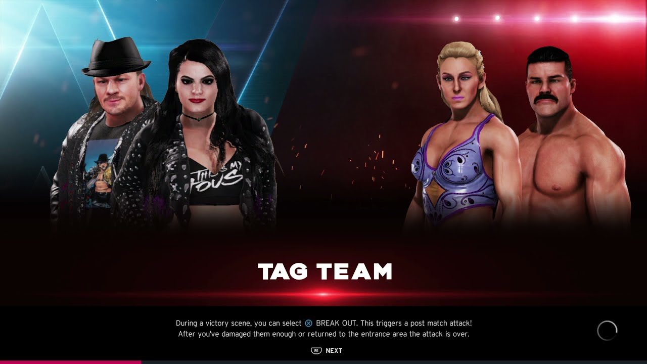 WWE 2K20 Paige,Chris Jericho VS Charlotte,Robert Roode Mixed Tag Match