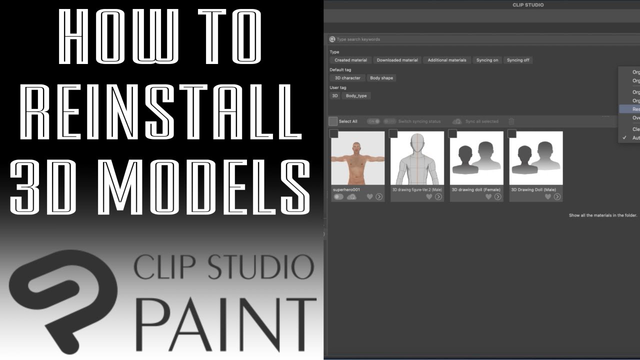 Clip Studio How To Reinstall 3d Models Youtube