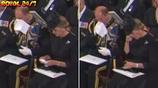 Heartbroken Prince Edward wipes away tear with handkerchief at mother's funeral