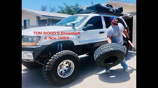 JEEP WJ gets new TOM WOOD'S driveshaft &amp; TIRES. No more MILESTAR