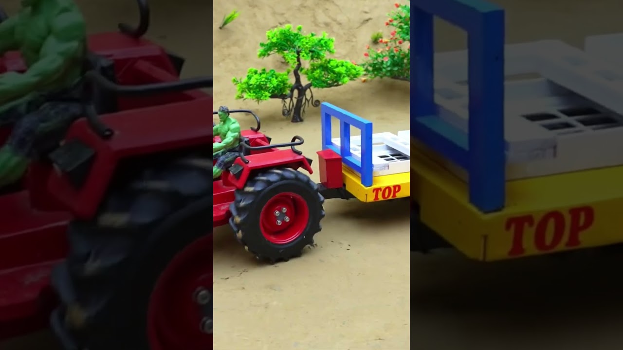 DIY Mini Tractor builds a 2-story brick farm house with a cow shed — completely made using real 🧱🚜