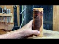 Richard Raffan turns a beaded crossgrain tube from green elm.