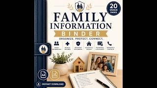 Family Information Binder Printable | Family Organization Binder PDF