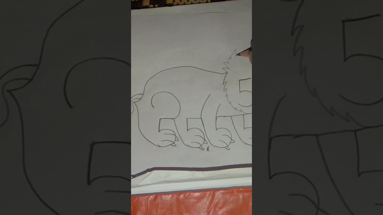 how to draw lion from number 5 