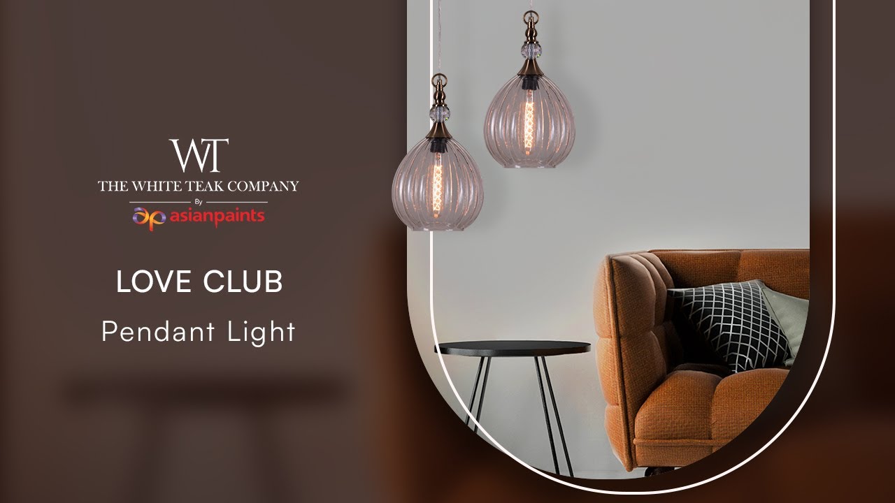 Love Club Gold Glass Pendant Light | The White Teak Company by Asian Paints