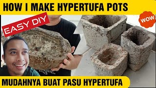 EASY DIY - Hypertufa Pots Using Old Carton. // Senangnya Buat Pasu Hypertufa Pakai Kotak Lama.