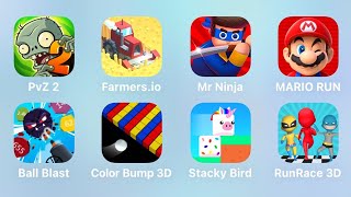 PvZ 2, Farmers.io, Mr Ninja, Mario Run, Ball Blast, Color Bump 3D, Stacky Bird, Run Race 3D screenshot 5