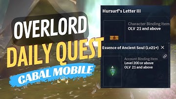 Level Up Faster Overlord Daily Quest Cabal Mobile