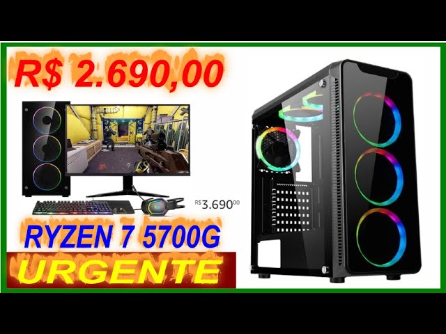 Pc Gamer com AMD Ryzen 7 5700X, NVIDIA RTX3050 8GB, 16GB RAM 3200Mhz, SSD  M.2 NVMe 512GB