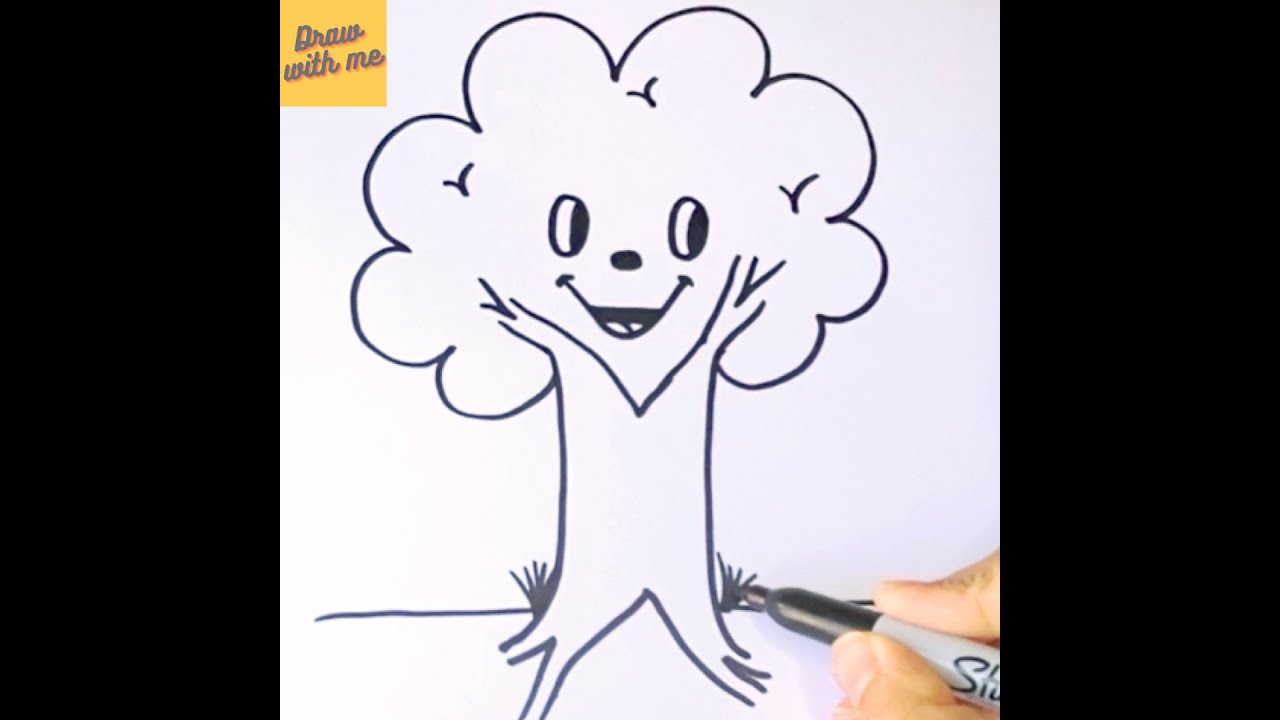 How to draw a tree for beginners. Step by step tutorial. - YouTube