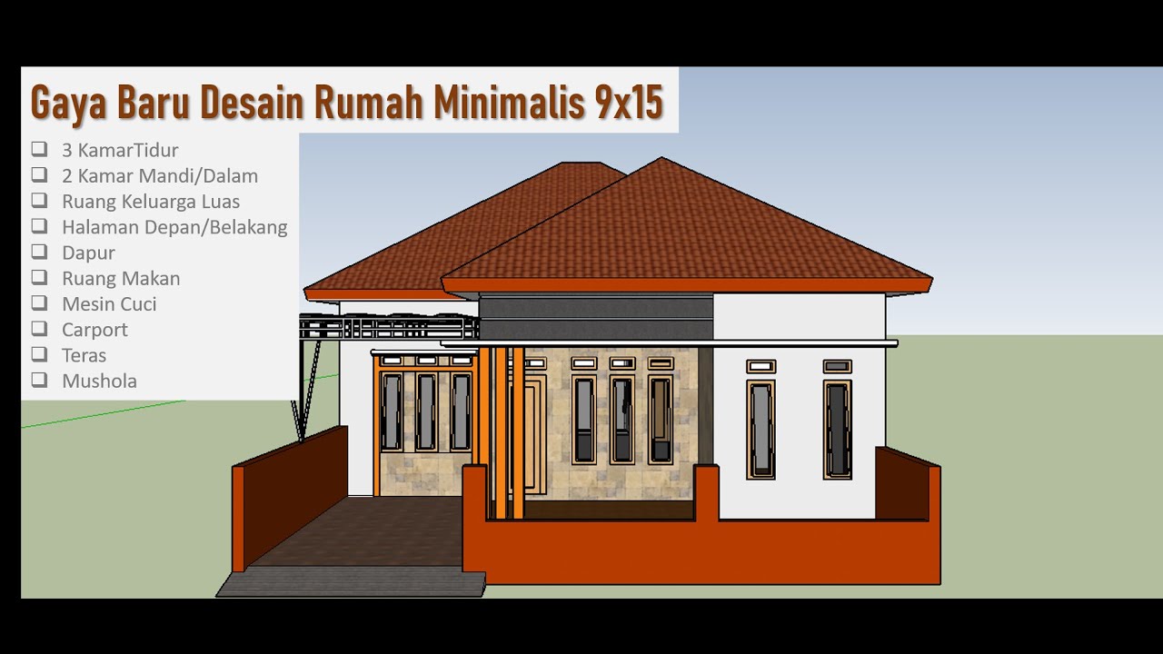 Contoh Desain Rumah Minimalis Sederhana 9x15 3 Kamar Dengan Tata Ruang Yang Ideal - YouTube - Denah Rumah Ukuran 9x15 3 Kamar Tidur