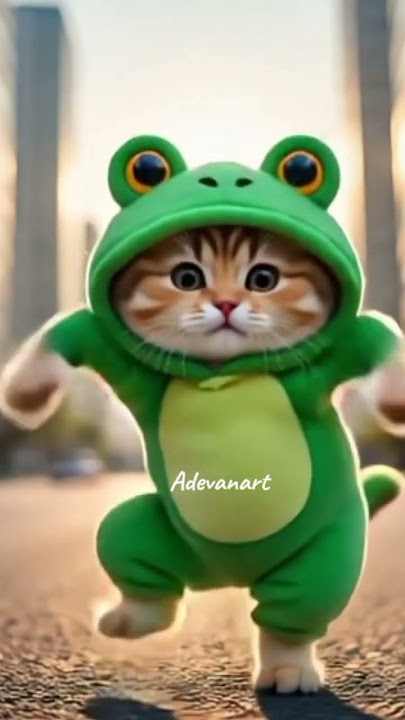 kucing lucu joget memakai kostum kodok #cat #cutecat #shorts #viralvideo #funny #imut #cute
