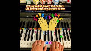 45. Easy 🎶 tutorial 4-6y 🐼🐣🐧"My Bonnie" Learn to play this with me.